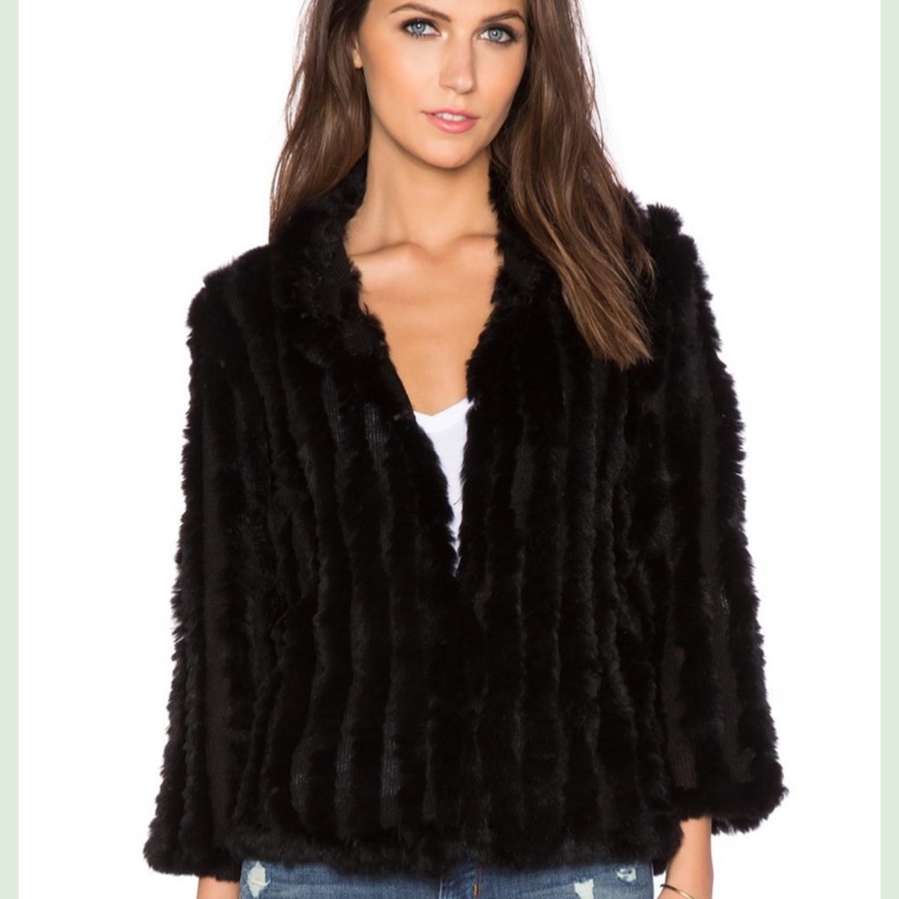 Heartloom Rosa Jacket Rex Rabbit Fur (Black) XS